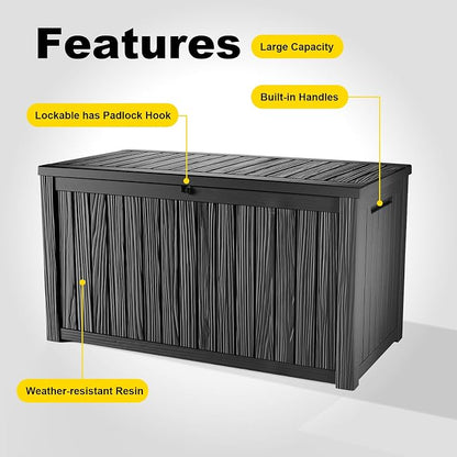 230 Gallon Outdoor Deck Box, Resin Waterproof Storage Box - Image 6