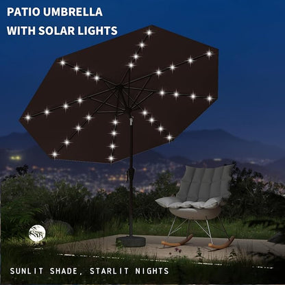 9FT Patio Umbrella with Solar Lights, Outdoor Market Umbrella with Tilt and - Image 7