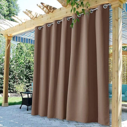 Deck Waterproof Curtains Outdoor W100 x L95 Inch Mocha, 1 Panel | Extra Wide by StangH
