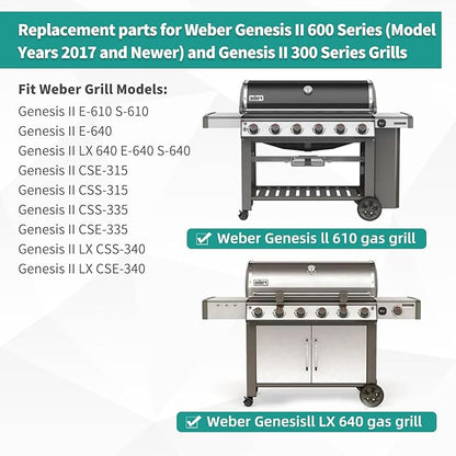 18 7/8" 304 Stainless Steel Grill Grates for Weber Genesis ii E-610 S-610 Genesis ii LX E-640 S-640 Genesis 2 Grill Parts for Weber Genesis ii 600 Series 66803 66096 Gas Grills 3 Pack