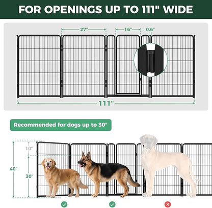 FXW Dog Gate Extra Wide Designed for Indoor Use, Adjustable Width Up to 111-inch Wide (40" H 4 Wire Panels for Medium and Large Dogs), Black