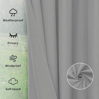 Easy-Going Outdoor Curtains for Patio 1 Panel, 150x96 inch, Light Grey | - Image 6
