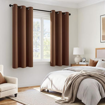 MIULEE 100% Blackout Curtains for Bedroom 40x63 Inch Long Mocha Brown | 2 Thick - Image 6