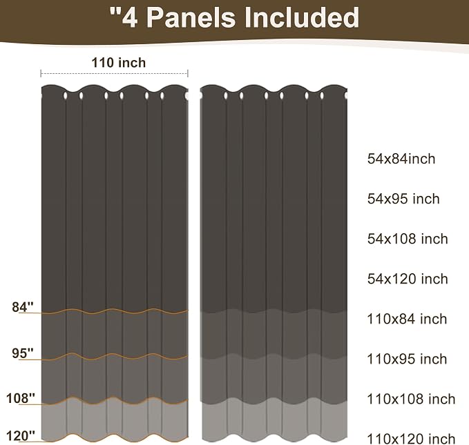 Linen Outdoor Curtains for Patio Waterproof 4 Pcs 110x120 In Taupe | Light - Image 8