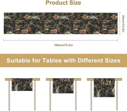 Camouflage Forest Trees Table Runner, Rustic Camouflage Hunting Camp Mossy and Oak Table Runner for Kitchen Dining Banquet Party 13x108in