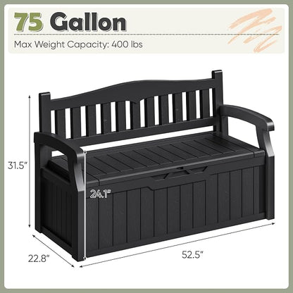 Homall 75 Gallon Outdoor Storage Benches Lockable Deck Box Waterproof | UV - Image 3