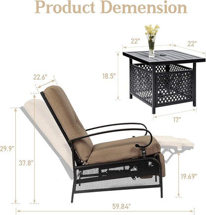 SUNCROWN Outdoor Recliner Chair Patio Adjustable Recliner Chair and Side Bistro - Image 6
