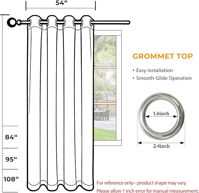 Set of 4 Outdoor Curtains for Patio Waterproof, Breathable Grommet Panels for - Image 8
