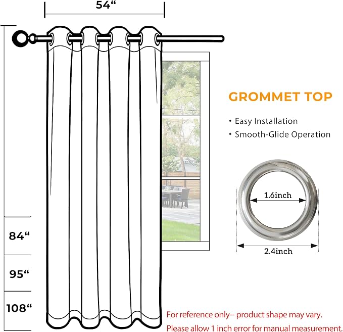 Set of 4 Outdoor Curtains for Patio Waterproof, Breathable Grommet Panels for - Image 8