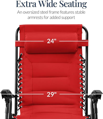 Best Choice Products Oversized Padded Zero Gravity Chair, Folding Outdoor Patio - Image 3