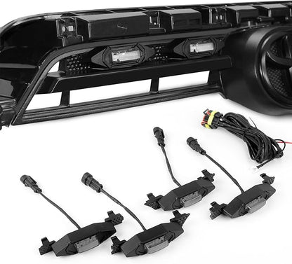 SEVEN SPARTA 4 PCS Grill Led Lights Compatible with Toyota 4Runner 2020-2024, Including SR5, TRD Sport, Off-Road, Premium and Limited Grille, Fuse and Instruction Included (Smoke Shell/White Lights)