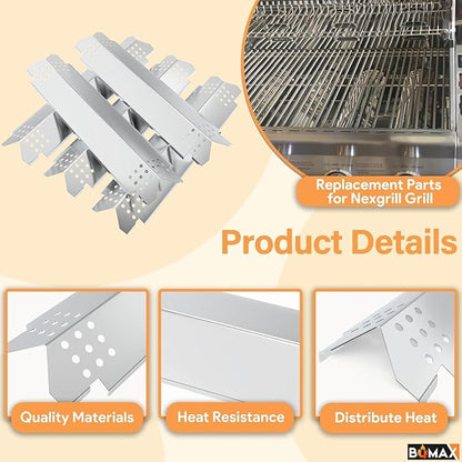 BQMAX Grill Parts for Nexgrill 5 Burner Gas Grill 720-0888 720-0888A 720-0888N, Cooking Grate, Heat Plates Shield and Burner for Nexgrill 5 Burner Replacement Parts for 720-0888 Nexgrill Parts