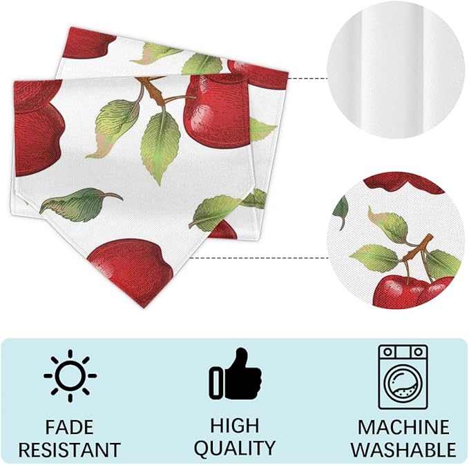 Apples Leaves Table Runners 108 Inches Long Table Runner Washable Kitchen Dining Tabletop Decor for Indoor Outdoor Party Wedding Dining Room Coffee Table Decoration 13x108 Inch