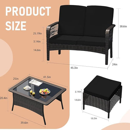 Patio Furniture Set Outdoor Rattan Chair Wicker Sofa Garden Conversation Bistro - Image 2
