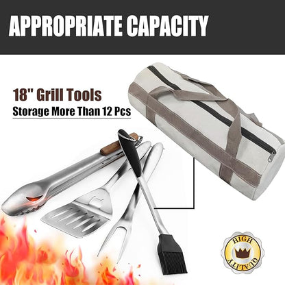 Grill Tool Storage Bag, Grill Accessories Storage, Grill Utensil Storage for Outdoor Camping Barbecue. Can Hold BBQ Tools up to 18", ‌‌Gifts for Men and Dad.