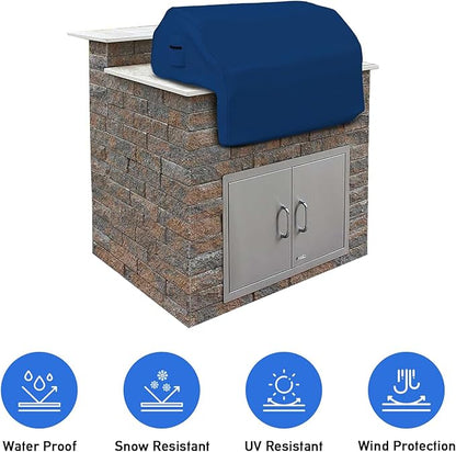 Covers & all Built-in Outdoor Grill Cover, Durable Heavy Duty 18 Oz Waterproof Cover Tuff Material with Air Pocket & Elastic for Snug Fit (44" W x 27" D x 26" H inches, Blue)