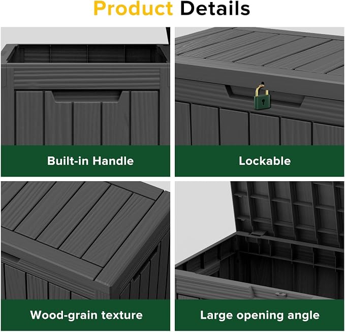 Outdoor Storage Box, 50 Gallon Waterproof Deck Box, Snap-Together Storage Bin - Image 6