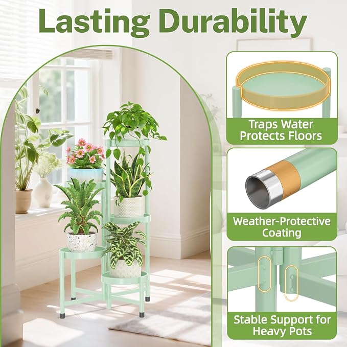 iDavosic.ly Plant Stand Indoor Outdoor, 5 Tier Metal Corner Shelf, Folding - Image 5