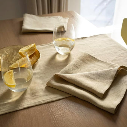 Linen Table Runner 60 inches Long - 100% Pure Linen Flax - Stonewashed European Linen Table Runner (Royal Creme, 14 x 60 Inch) - for Dining, Fall, Autumn, Thanksgiving