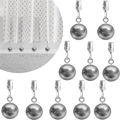 10 Pack Shower Curtain Weights, Prevent Curtain Liner from Blowing Around, Stainless Steel Shower Liner Weights Clip Down Curtain, Garden Flags Tablecloth