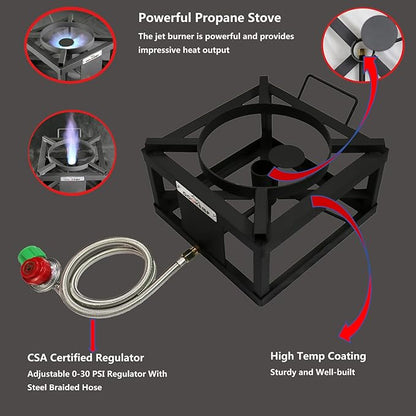 High-Pressure Single Burner Propane Stove With Jet Burner - Perfect for Backyard Cookouts,Tailgating, and So Much More!SA1050