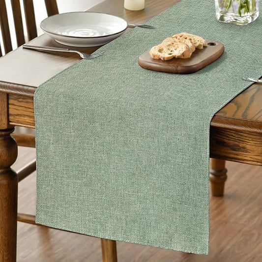 Artoid Mode Sage Green Table Runner, Seasonal Spring Summer Washable Kitchen Dining Table Decoration for Home Party Decor 13x90 Inch
