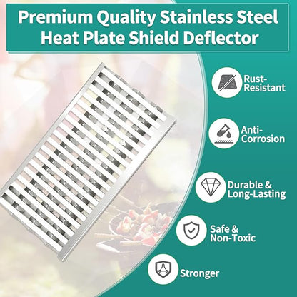 3 Pack 18 5/8" Stainless Steel Grill Heat Plates Shield Flame Tamer Ceramic Rod for DCS Grill Parts Replacement for 27DBQR, BGA27-BQR, 36EBQAR, BGA36-BQARL, BGA48-BQARL, 48DBQAR, DCS48DS-BQRN