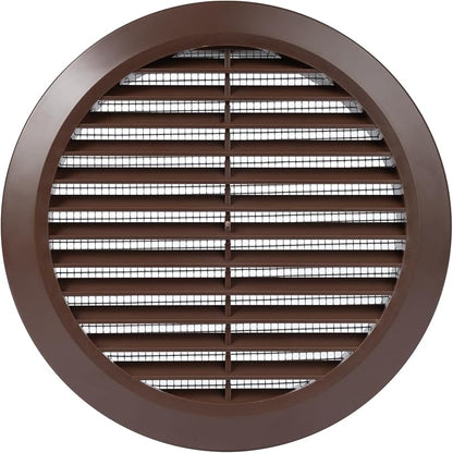 Brown 6" Inch Round Ventilation Grille with Insect mesh. (Duct 6Ø / Grille 7Ø) Ventilation Applications. Indoor and Outdoor Vent Cover. Available 3 Sizes / 4 Colors.