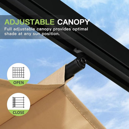 Aoxun 10'x12' Outdoor Retractable Pergola, Upgraded Adjustable Sun Shade Canopy - Image 4