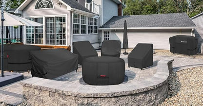 Porch Shield Fire Pit Cover - Waterproof 600D Heavy Duty Fade Resistant Round Patio Fire Bowl Cover Black - 32 inch