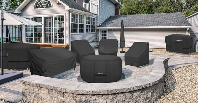 Porch Shield Fire Pit Cover - Waterproof 600D Heavy Duty Fade Resistant Round Patio Fire Bowl Cover Black - 50 inch