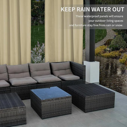 Easy-Going 100% Waterproof Outdoor Curtains 54x96 inch, Khaki | Windproof - Image 4