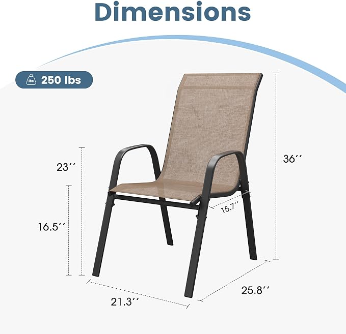 DIFY Patio Chairs Set of 2, Stackable Outdoor Dining Chairs Set - Image 3