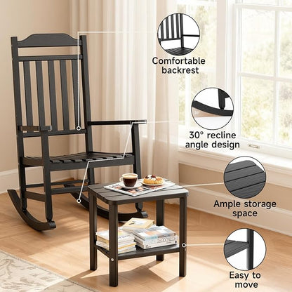 5 Piece Outdoor Rocking Bistro Set, Rocking Chairs Outdoor Furniture, Resin - Image 5