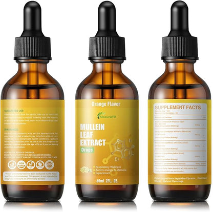 Mullein Drops for Lungs Liquid - Support Respiratory Herbal Supplement,Mullein Leaf Extract for Lungs Cleanse with Cordyceps, Marshmallow Root & Licorice Root Extract 4 fl oz 2 Pack