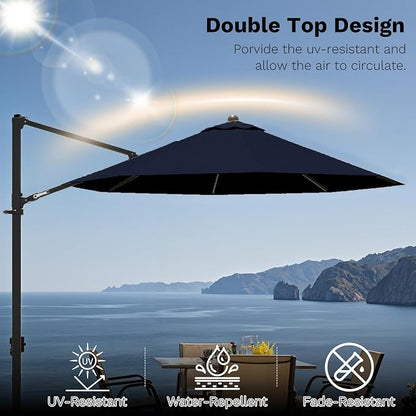 Devoko 10ft Cantilever Patio Umbrella, Round Large Outdoor Umbrella - Image 6