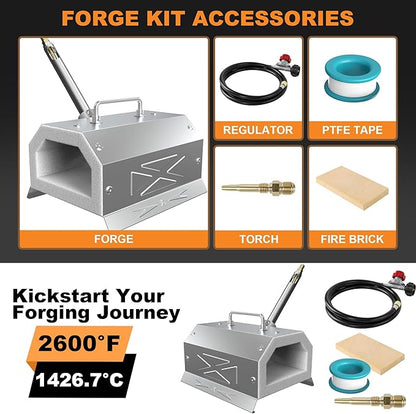 Nelyrho Blacksmith Forge Starter Kit, Made of Stainless Steel, with 30PSl Requlator,for Blacksmithing and Knife Making Equipment Forging Melting Casting (Single Burner)