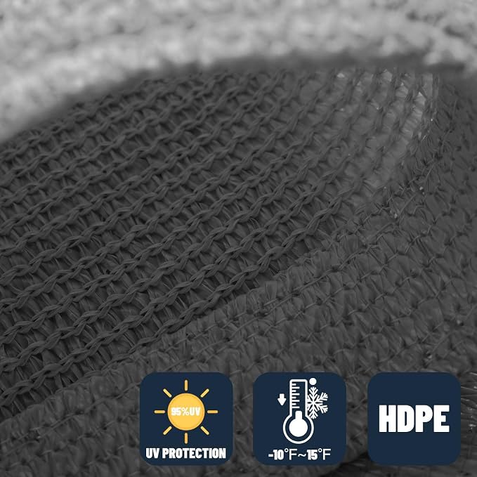 SUNNY GUARD Custom Size 7'x10'x12.2'Dark Grey Sun Shade Sail Right Triangle UV - Image 4