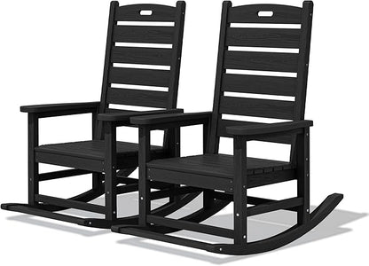 SERWALL Outdoor Rocking Chair Set of 2, Oversized HDPE Rocker, all Weather by SERWALL