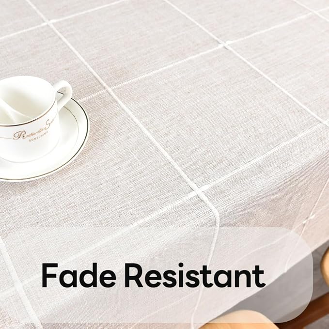 Heavy Duty Cotton Table Cloth for Rectangle Table Rectangular Farmhouse Vintage Tablecloth Washable Rustic Table Cover (Linen, 52''x70'')