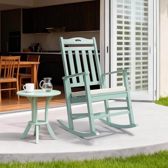 VINGLI Outdoor Rocking Chair, Wooden Rocking Chair - Image 2