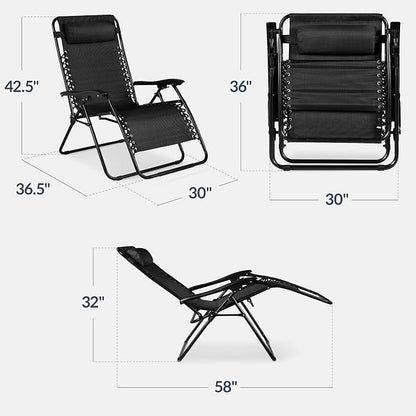 Best Choice Products Set of 2 Extra Wide Adjustable Steel Mesh Zero Gravity - Image 3