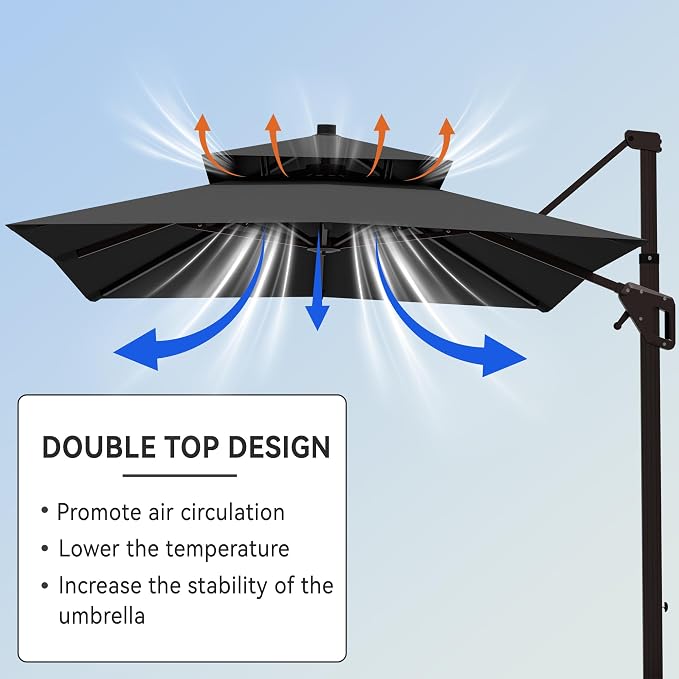 9' X 12' Cantilever Patio Outdoor Umbrella - Image 5