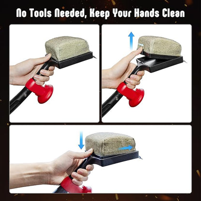 2-Pack Replacement Heads for Grill Brush, Bristle-Free Interwoven-Tech with Thermal-Sensitive Sponge, Compatible with Feasto 6-in-1 Outdoor Grill Brush
