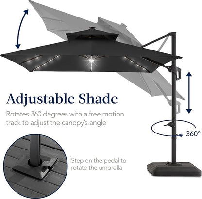 Best Choice Products 12x12ft LED Cantilever Patio Umbrella w/Base Included & - Image 5