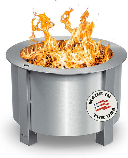 Breeo Smokeless Fire Pit (X Series 19, Stainless Steel) | 22.1 inch Smokeless Firepit for Outside | 47 Pounds | Ideal for Families, Gifts for Dad | Compatible with Wide Range of Breeo Accessories
