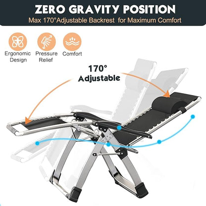 MOPHOTO Zero Gravity Chair Oversize, Outdoor Padded Lounge Chair - Image 4