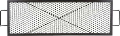 VEVOR X-Marks Fire Pit Grill Grate, Rectangle Cooking Grate, Heavy Duty Steel Campfire BBQ Grill Grid with Handle & Support X Wire, Portable Camping Cookware for Outside Party Gathering, 32 Inch Black