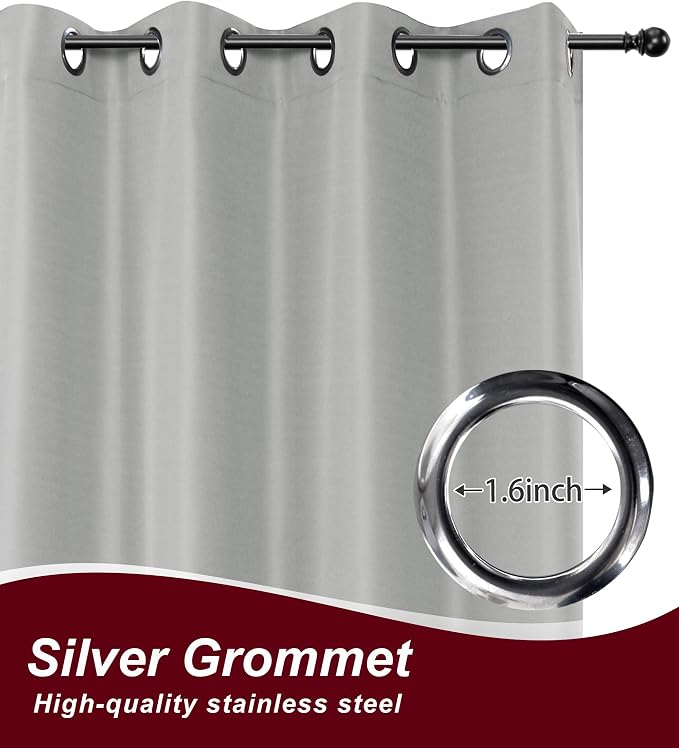 Grommet Outdoor Curtains for Patio Waterproof 8 Pcs 54x84 In Silver Grey | - Image 2