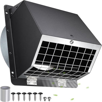 Dryer Vent Cover Outside 6" Vent Cover Exterior Wall Vent Hood Outlet,Wall Mount Extractor Vent with Screen&Cushioned Flap,Outdoor Dryer Exhaust Vent Cover Cap for Range Hood Duct HVAC Ventilation